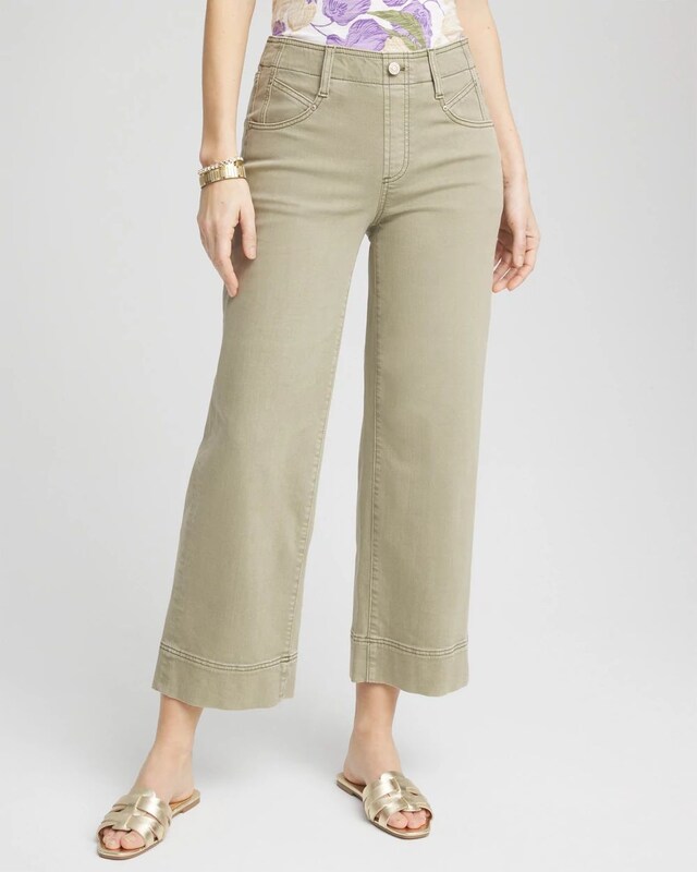 Pull-On Wide-Leg Cropped Jeans - image 1